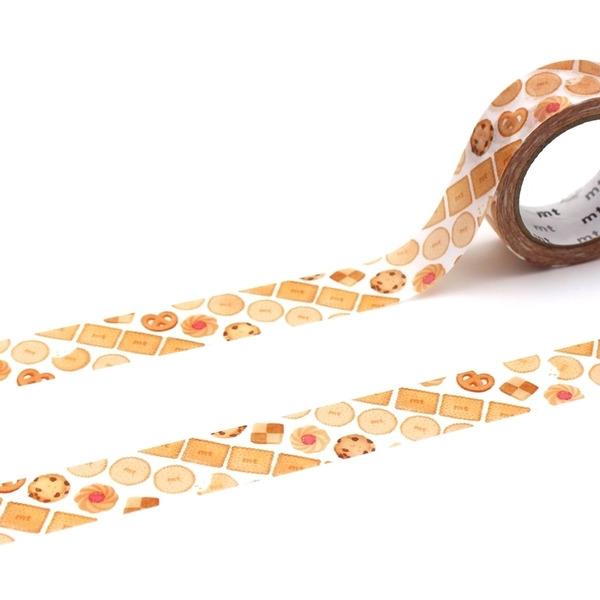 mt 餅乾條紋紙膠帶-設計師聯名款-15mm日本和紙-甜點風格拼貼素材-卡歐瑪選物店