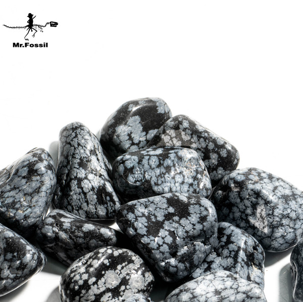 滾石系列-雪花黑曜石200g mrfossil化石先生