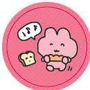 [單張貼紙] 圓形_麵包兔兔