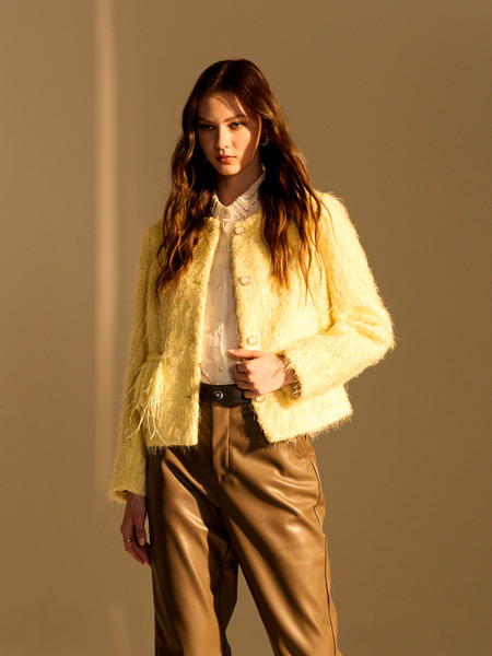 輕奢羽毛花紗外套