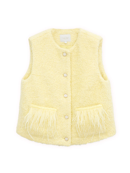 輕奢羽毛花紗外搭背心