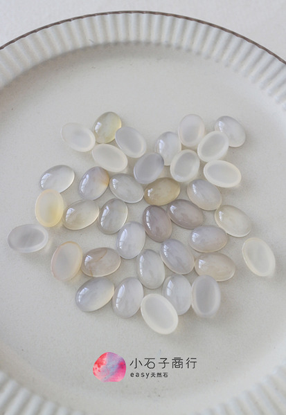 戒面-白瑪瑙(AA)-橢圓10x14x4.5~5.5mm