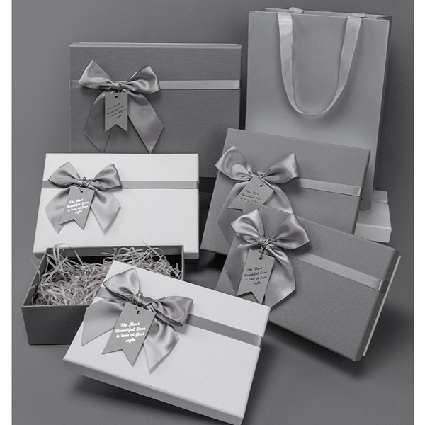 【531禮物網】精緻灰色禮物盒+贈提袋 質感禮盒 禮盒 精美禮盒 緞帶禮品盒 生日禮物盒 聖誕節 禮物包裝盒