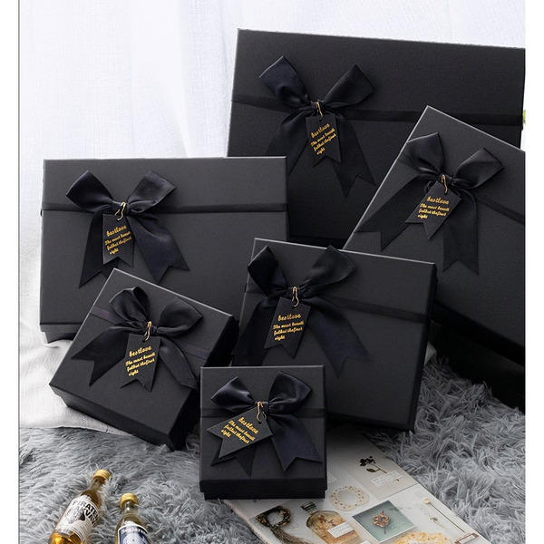 【531禮物網】晶石黑精緻禮物盒+贈提袋 黑色禮盒 禮盒 精美禮盒 緞帶禮品盒 生日禮物盒 聖誕節 禮物包裝盒 送禮
