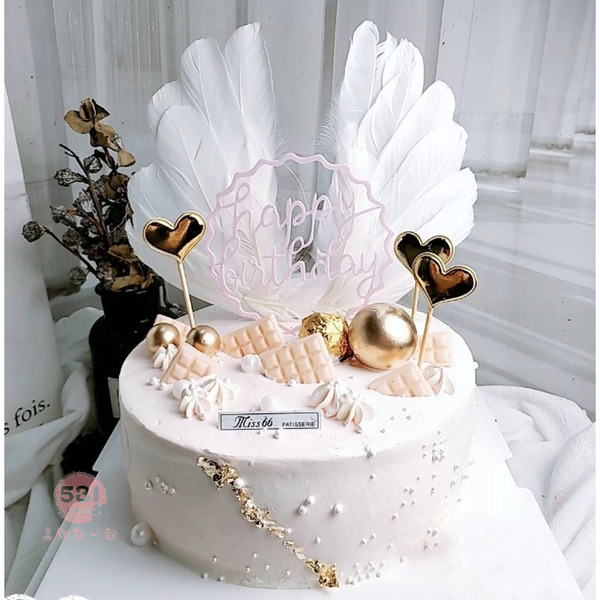 【531禮物網】羽毛蛋糕裝飾/插牌/生日蛋糕/生日派對/蛋糕插牌/節慶/派對用品/錢蛋糕/情人節/愛心羽毛