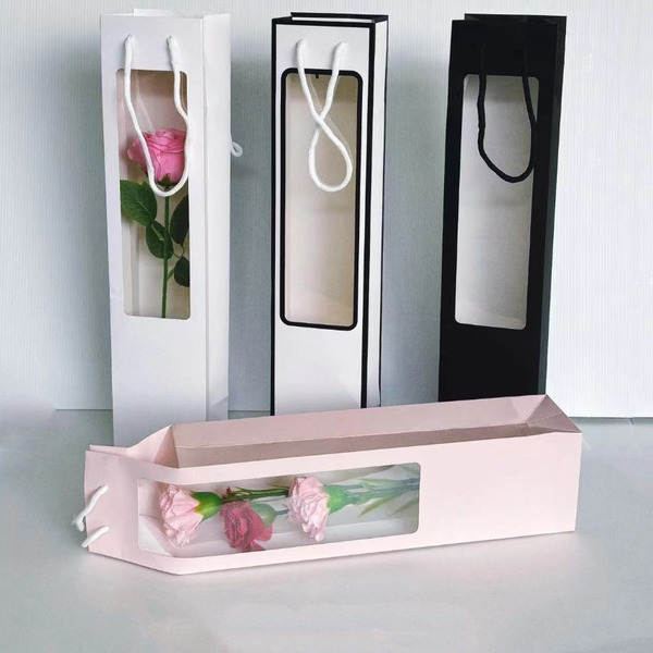 【531禮物網】開窗單支袋 康乃馨單支花束包裝 母親節提袋 禮品花袋 櫥窗紙袋 單支花手提袋 透視紙袋 情人節提袋