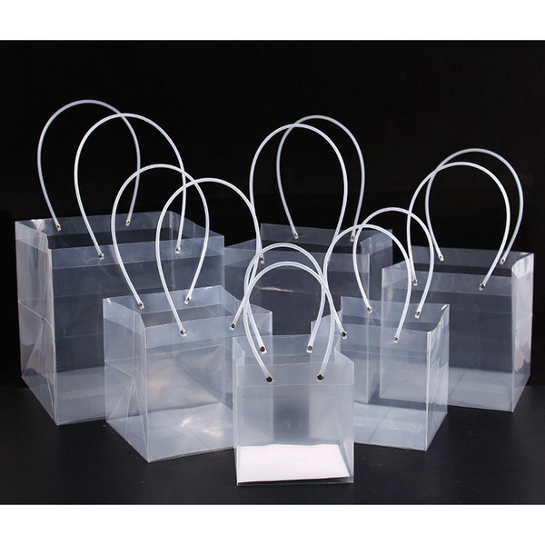 【531禮物網】【整包10入】PVC方形提袋(多尺寸)透明花束提袋/花束包裝/Q形袋/透明袋/鮮花包裝/禮物袋T形