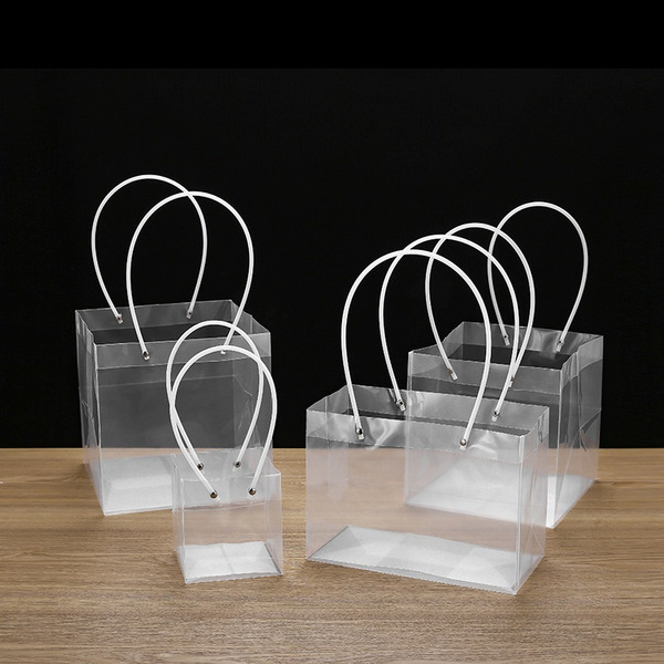 【531禮物網】(1入)PVC方形提袋(多尺寸)透明花束提袋/花束包裝/Q形袋/透明袋/鮮花包裝/禮物袋T形