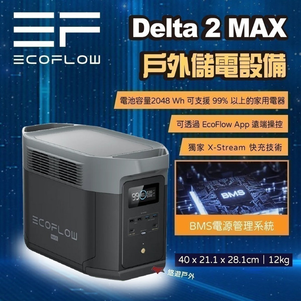 【EcoFlow】Delta 2 Max 戶外儲能電源 EFDT2-M 移動電源 電池 戶外電源 車露 悠遊戶外