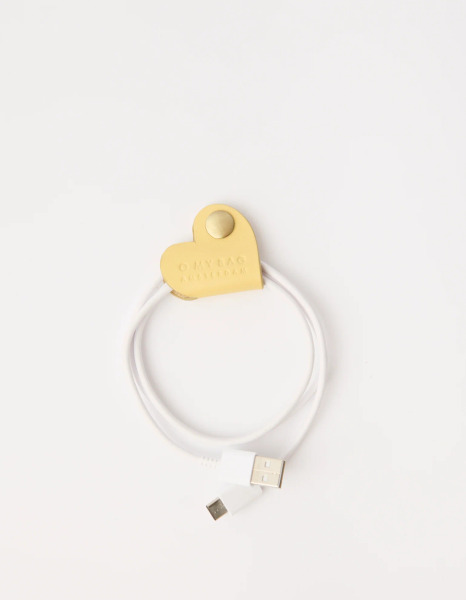 荷蘭O MY BAG - Heart Cord Taco 愛心線材收納扣 - Classic Leather -奶油黃