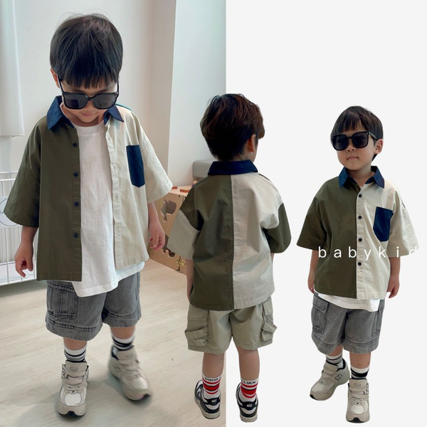 【潮流單品】日系風拼接款休閒山系襯衫