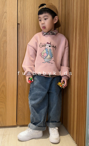 Q版熊畫家長袖上衣