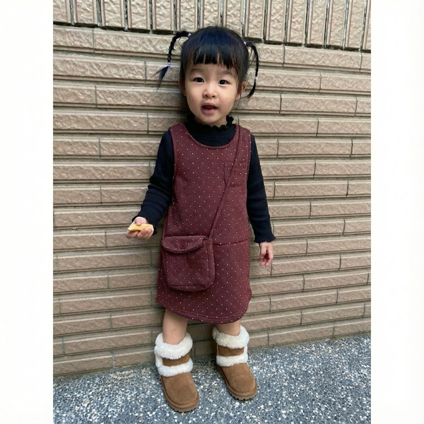 復古波點女童背心裙