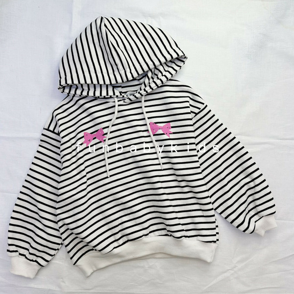 正韓雙蝴蝶結條紋帽T