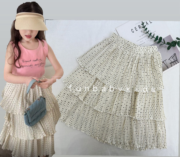 女童浪漫波點蛋糕裙(版型寬鬆)