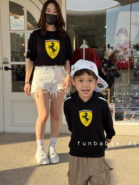 法拉利帽T 基本款大盾黑	F1童裝  PUMA Black 104~140cm