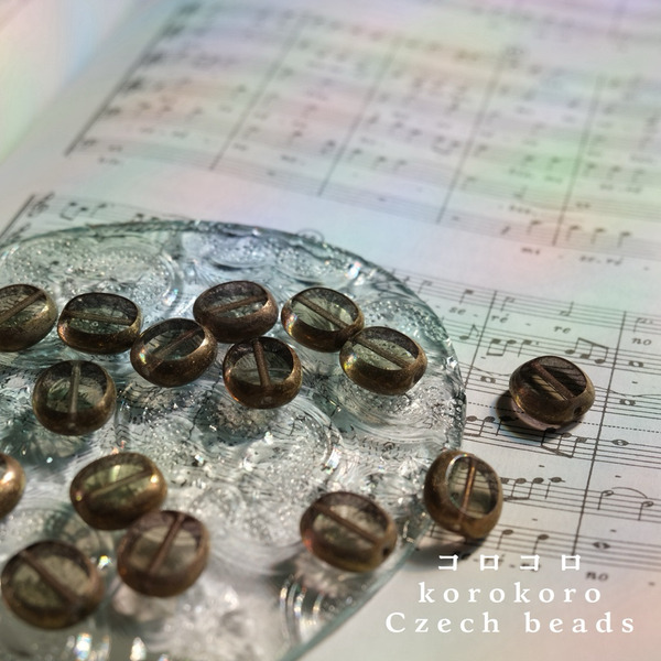 捷克珠 ౨ৎ korokoro  切割珠 橢圓珠 玻璃珠 14*12mm