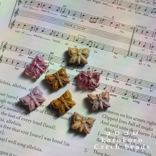 捷克珠 ౨ৎ korokoro 蝴蝶 玻璃珠 14*12mm