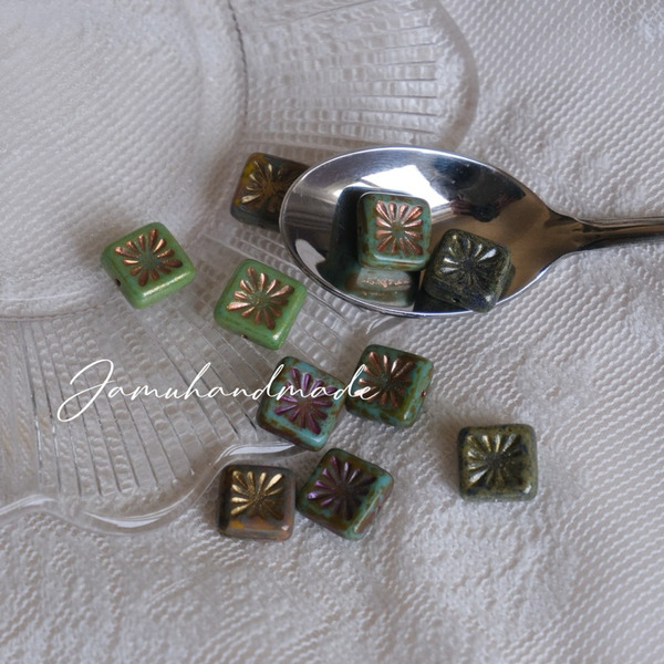 捷克珠 ౨ৎ korokoro  煙花牌 捷克珠 珠子 方形奇異果 10mm