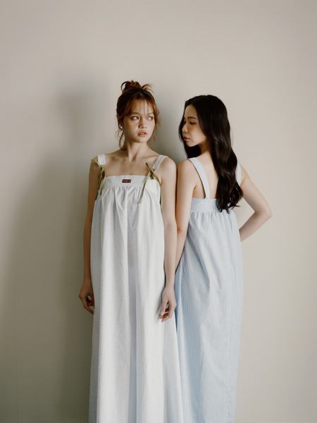 早晨咖啡藍格紋睡裙