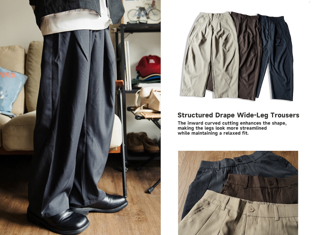 立體雙打褶。垂墜西裝寬褲/ 3色