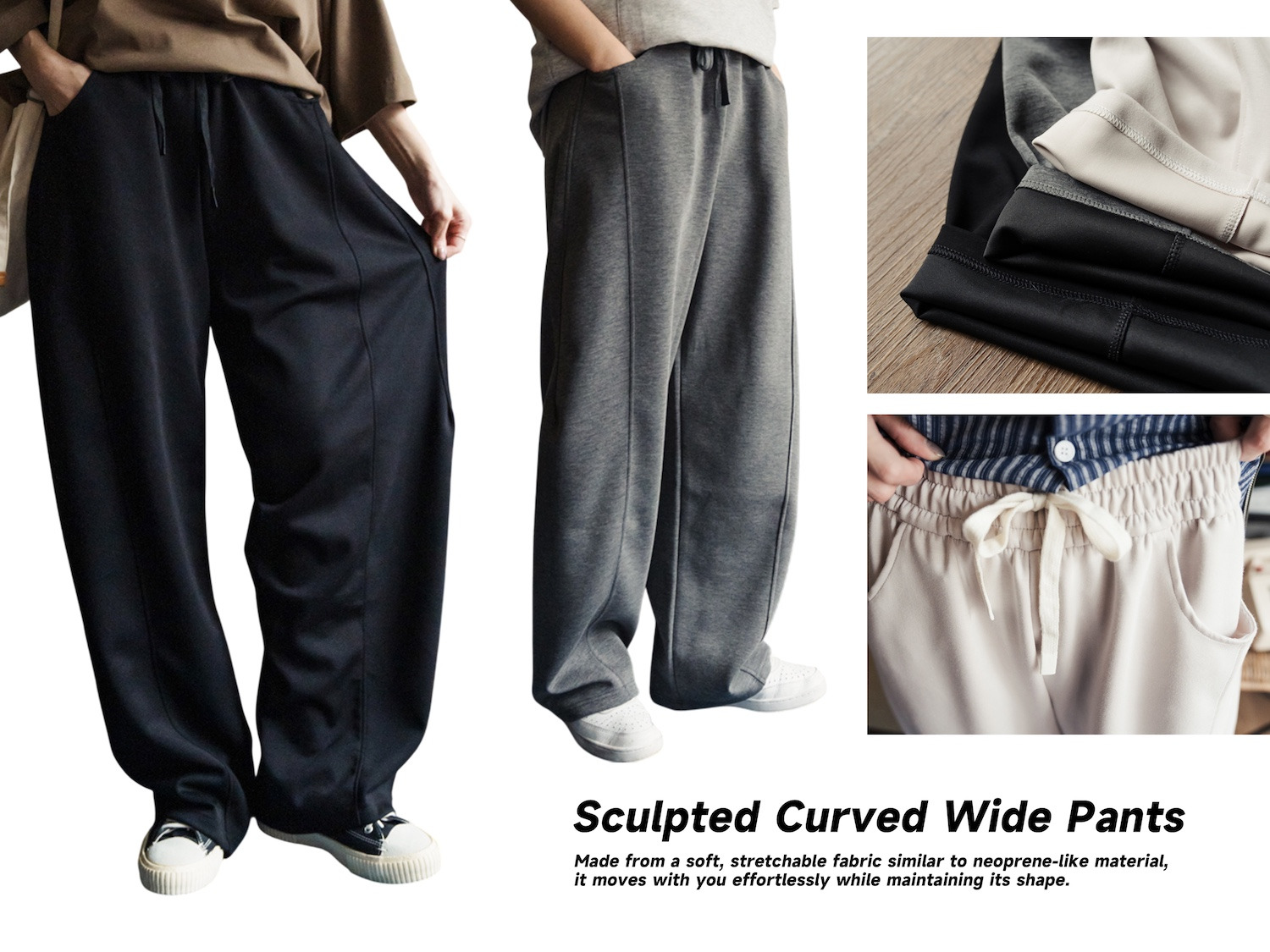 雲朵柔彈。棉織彎刀褲/ 3色