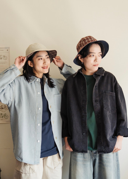 首爾日常。丹寧長袖襯衫 / 2色