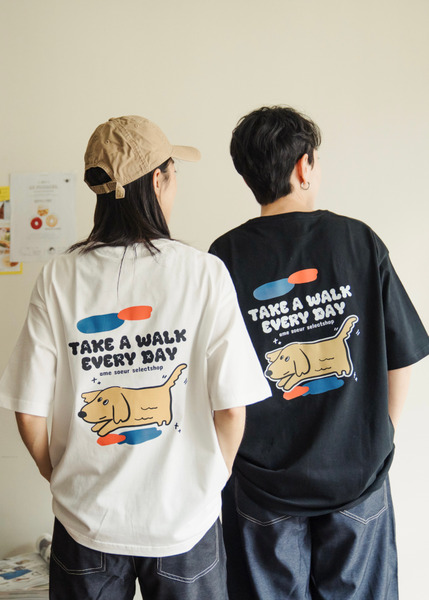 【 ame soeur】散步狗狗口袋短袖tee / 2色