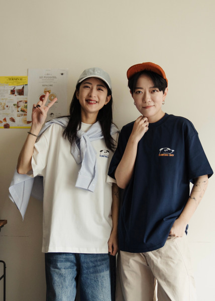 【ame soeur】品牌設計款。不會衝浪的狗狗短袖tee / 3色