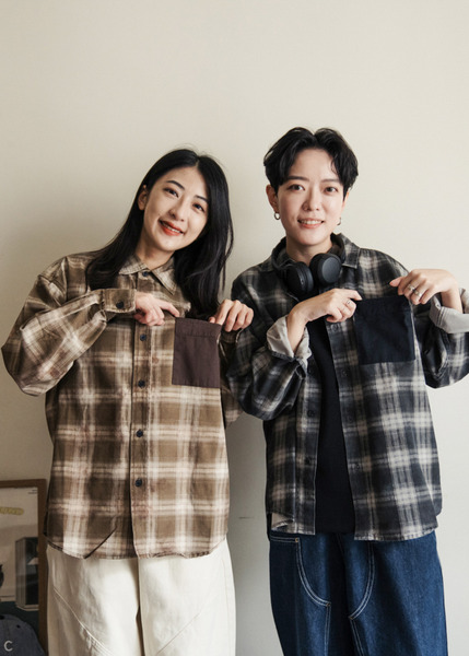 東京日常。洗舊格紋長袖襯衫 / 2色
