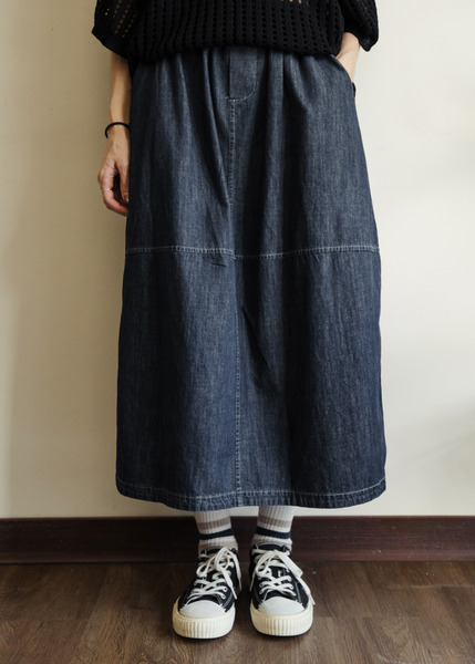 車線設計。繭形丹寧長裙 / 2色