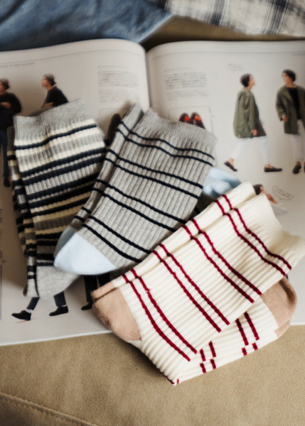 奶茶系條紋襪 / 3色