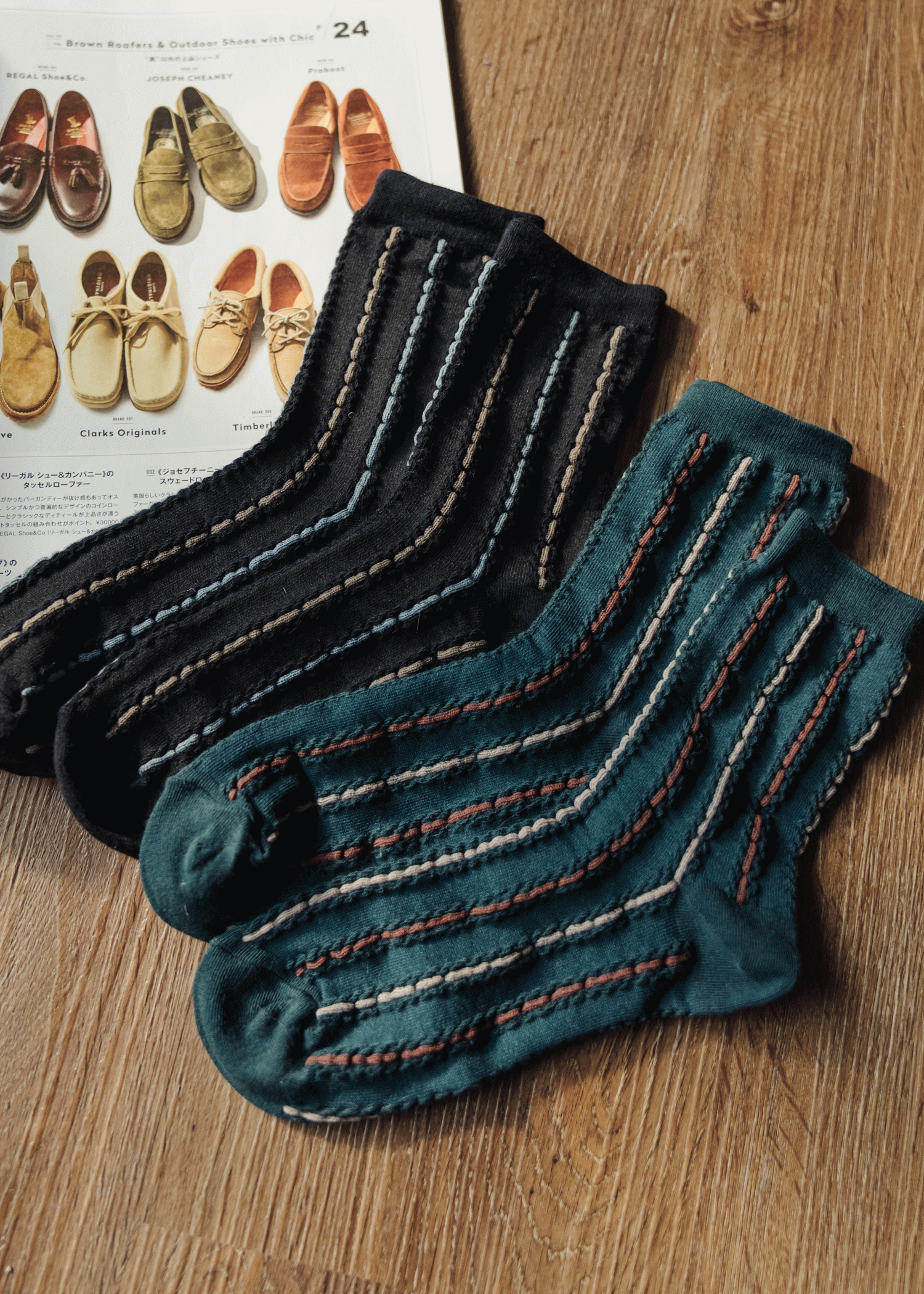 立體紋路跳色襪/ 2色