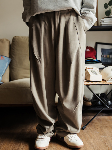 立體雙打褶。垂墜西裝寬褲/ 3色