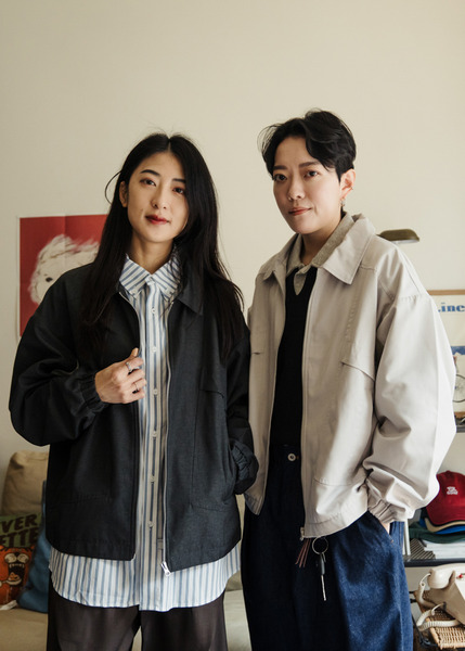 輕盈透氣。拼接設計夾克/ 2色
