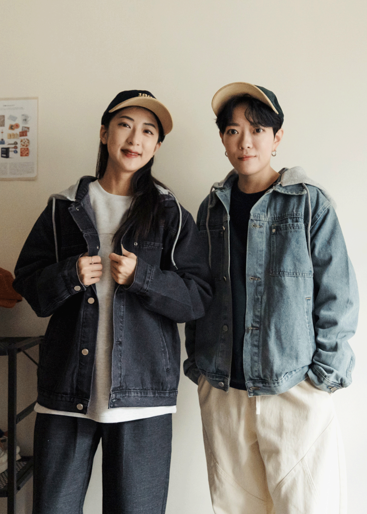 2 Way 連帽可拆。休閒丹寧夾克/ 2色