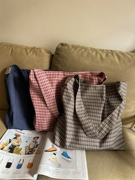 日系格紋肩背包/ 3色