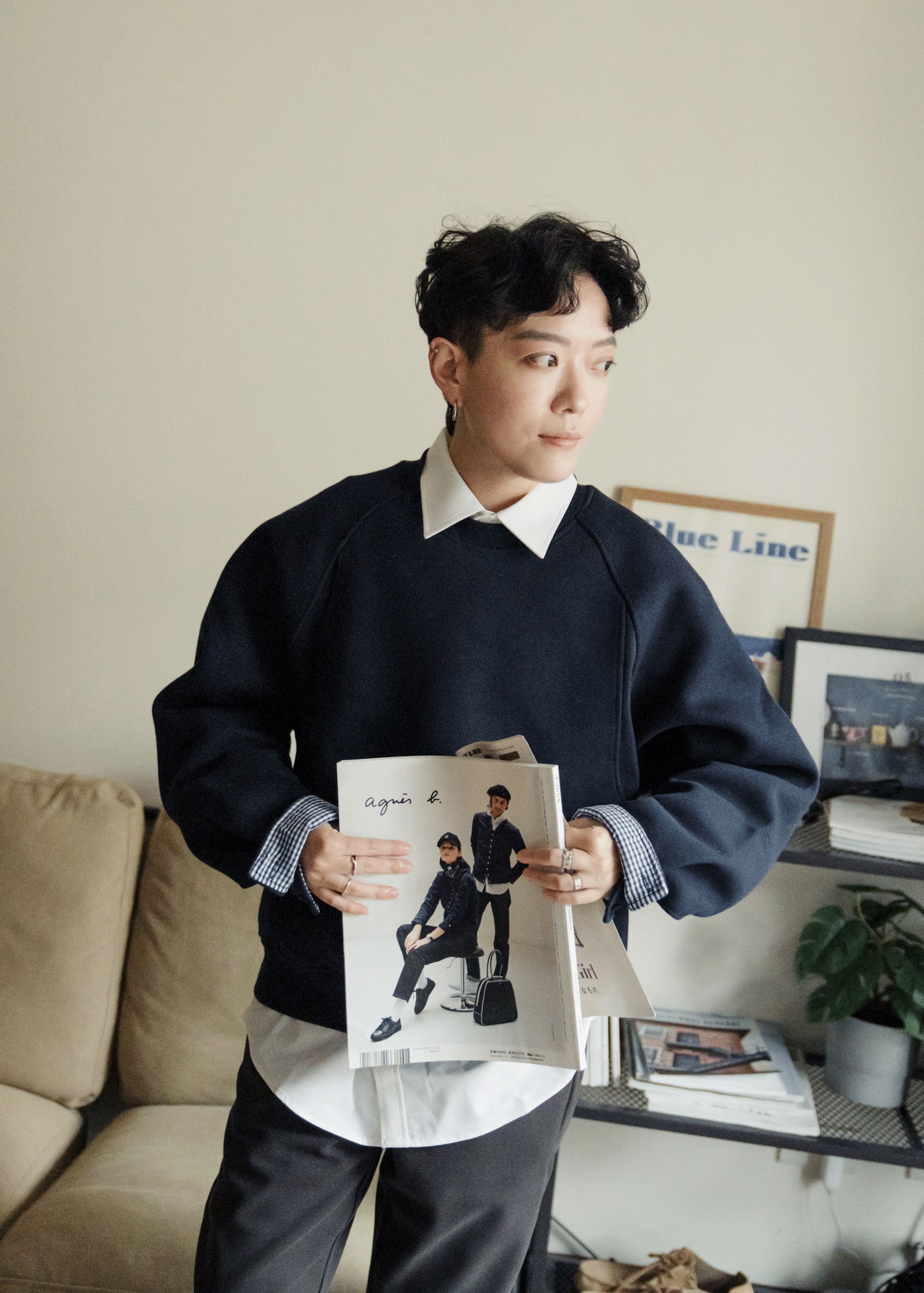 短版剪接設計。雙口袋厚磅大學tee/ 3色