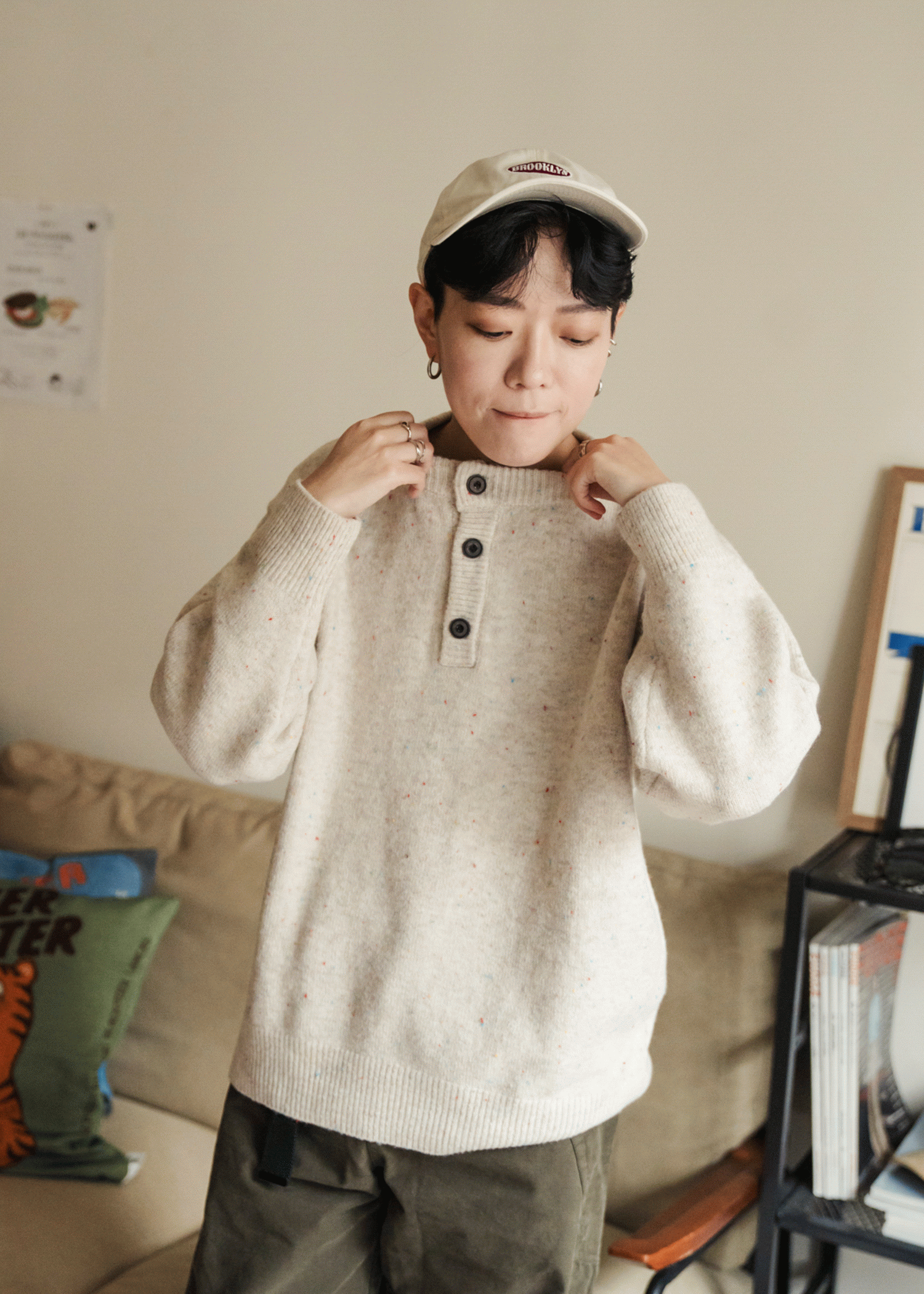 彩色雜點。亨利領毛衣 / 2色