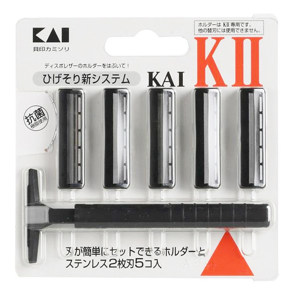 KAI 貝印 替換式 刮鬍刀 兩刃式刮鬍刀 (附替換刀頭5入)  K2-5B1 拋棄式