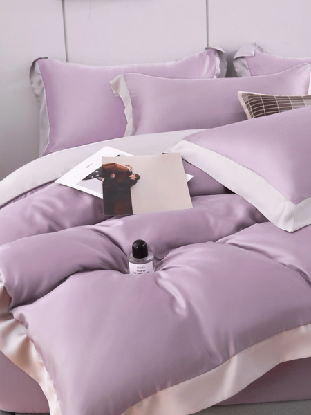 100支 頂級天絲 鋪棉兩用被組 /霧灰紫