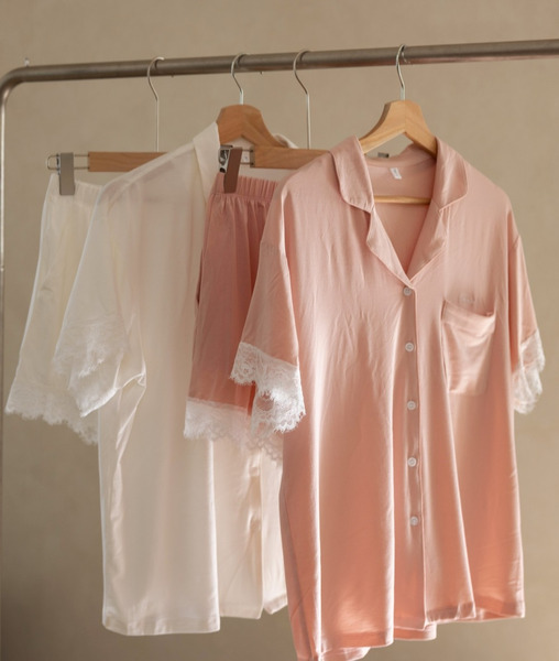 雲朵蕾絲莫代爾棉(短袖)套裝