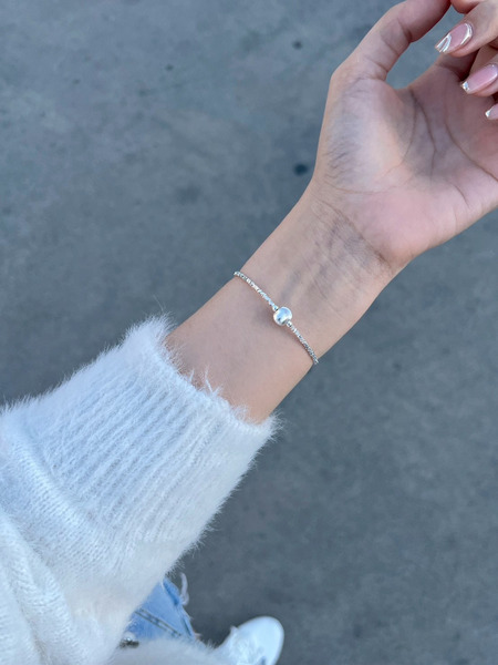 「預購」通體925純銀拉絲貓眼碎銀子手鍊