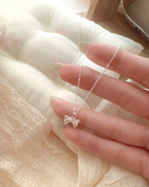 「預購」通體925純銀公主蝴蝶結項鏈｜雙面立體