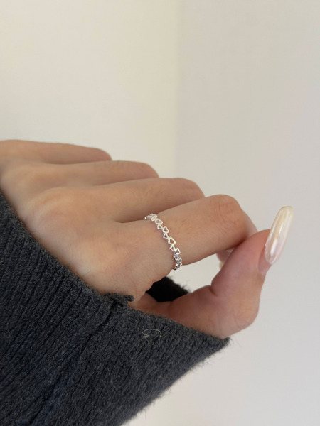 「預購」通體925純銀開口可調節戒指-拼接愛心