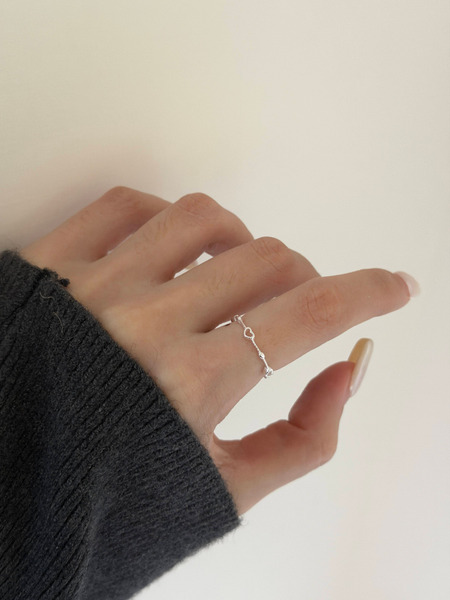 「預購」通體925純銀開口可調節戒指-細愛心