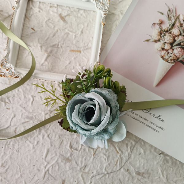 藍色小清新胸花 手花