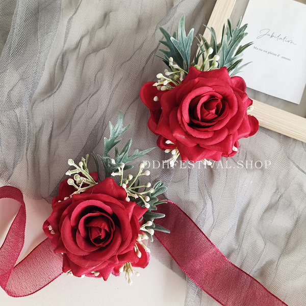 兩用玫瑰胸花 (紅色)  手花