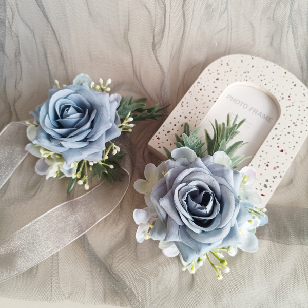 兩用玫瑰胸花 (藍色)  手花