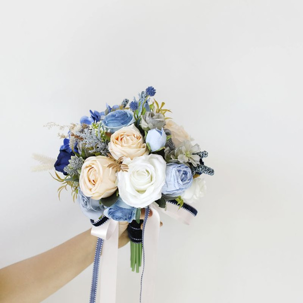 海藍歐式捧花 新娘花束
